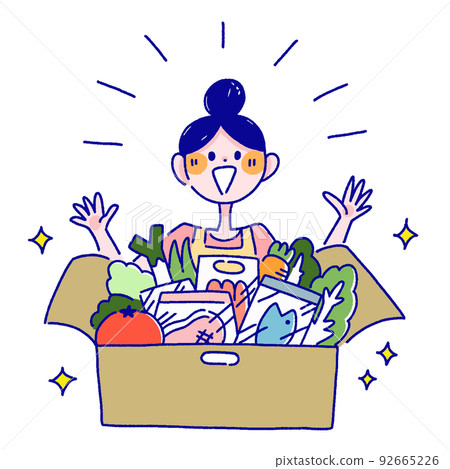 家庭主婦對飯盒感到滿意的插圖 92665226
