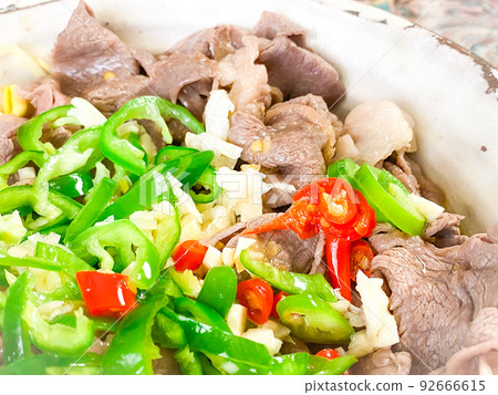 中國四川菜，酸辣湯（辣牛肉煮） 92666615