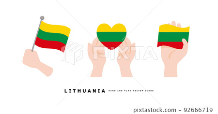 [立陶宛] 手和旗圖標矢量圖 92666719