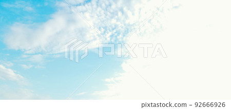 Summer blue sky and clouds. Gradient blue and light white background. Beauty clear cloudy in the sun. Calm bright aerial background. Clear abstract. Wallpaper backdrop. 92666926