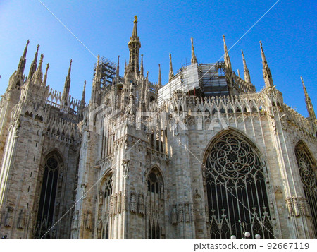 The beautiful exterior Milano Duomo in the blue sky 92667119