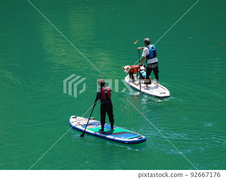 Lake Shima in summer Stand-up paddle with your dog 92667176