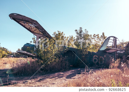 An-2 Antonov soviet biplane abandoned in airbase 92668625