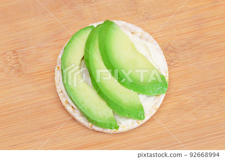 Rice Cake Sandwich with Fresh Avocado and Cream Cheese Rice Cake Sandwich with Fresh Avocado and Cream Cheese 92668994