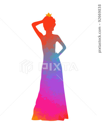 colored silhouette of a beautiful. Sweet princess. Vector illustration colored silhouette of a beautiful. Sweet princess. Vector illustration 92669838