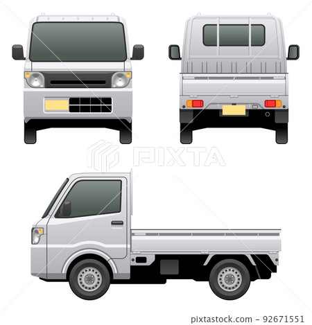 Illustration of a car seen from 3 directions (light truck) 92671551
