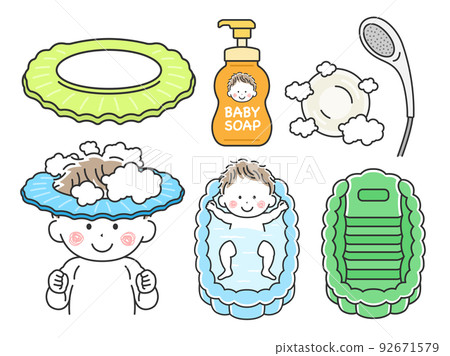 嬰兒沐浴用品插圖集 嬰兒沐浴用品插圖集 92671579