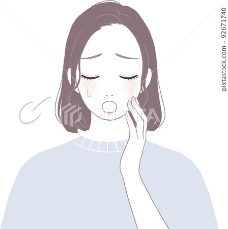 一個美麗的女人，有一個鮑勃（直），感到尷尬和沮喪。 92671740