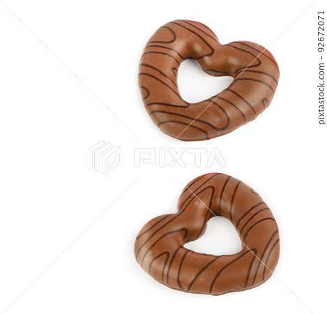 Gingerbread heart shaped isolated on white background. Free space for text. 92672071