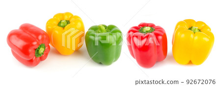Set of sweet peppers isolated on white. Wide photo. 92672076