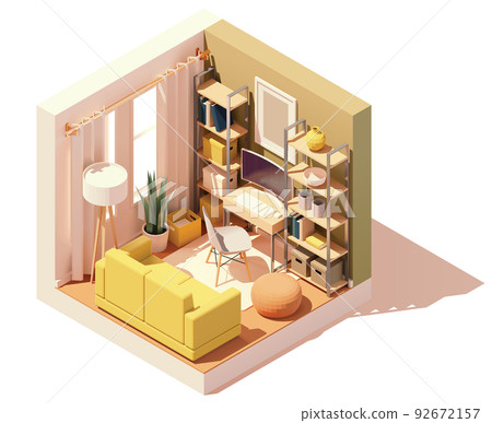 Vector isometric modern home office room 92672157