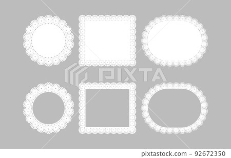 White lace paper vector illustration set material White lace paper vector illustration set material 92672350