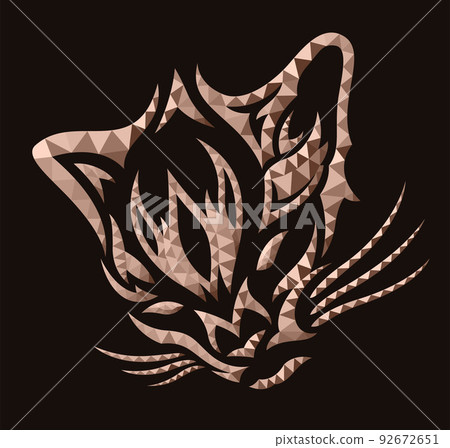 Low poly art with colorful red cat head Low poly art with colorful red cat head 92672651