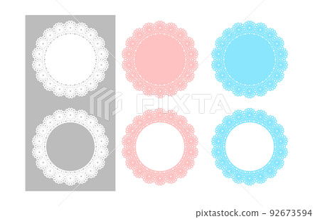 Vector illustration set of round lace paper in pastel colors Vector illustration set of round lace paper in pastel colors 92673594