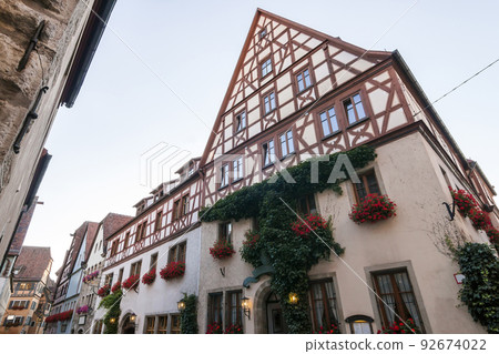 Town Rothenburg ob der Tauber, a town in the district of Ansbach of Mittelfranken (Middle Franconia), the Franconia region of Bavaria, Germany. Town Rothenburg ob der Tauber, a town in the district of Ansbach of Mittelfranken (Middle Franconia), the Franconia region of Bavaria, Germany. 92674022
