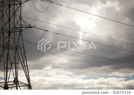 High voltage post or High voltage tower High voltage post or High voltage tower 92674116