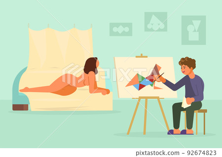 Painter artist drawing from nude model vector illustration Painter artist drawing from nude model vector illustration 92674823