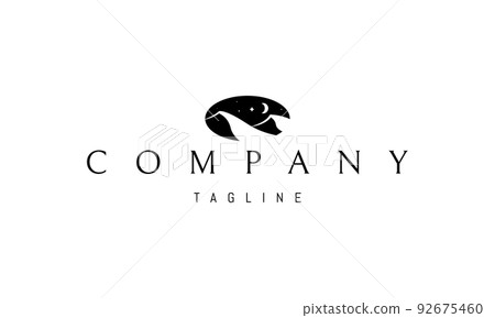 Vector logo on which an abstract image of sand dunes against the background of the night sky. 92675460
