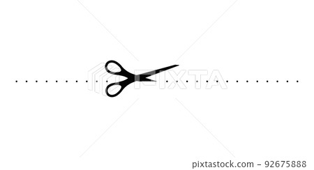 Scrissors cut dotted line with dash mark icon. 92675888