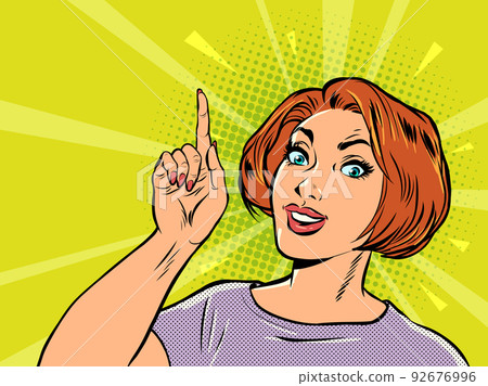woman points finger gesture, quality... - Stock Illustration [92676996 ...