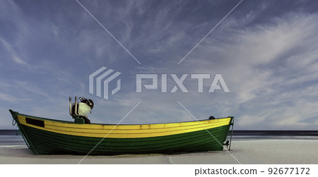 Fishing boat on Polish beach - Poland 92677172