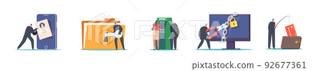 Hackers And Cyber Criminals Phishing, Stealing Private Personal Data, Credentials, Password, Bank Document, Email 92677361