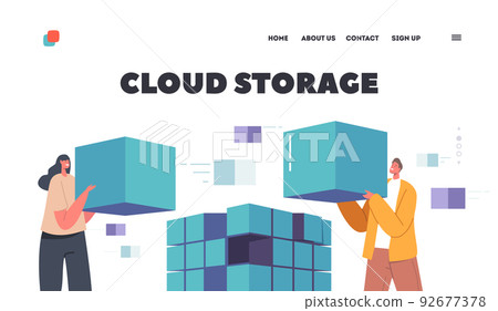 Cloud Storage Landing Page Template. Database Engineering, Protection, Disk Infrastructure, Information Safety Concept Cloud Storage Landing Page Template. Database Engineering, Protection, Disk Infrastructure, Information Safety Concept 92677378