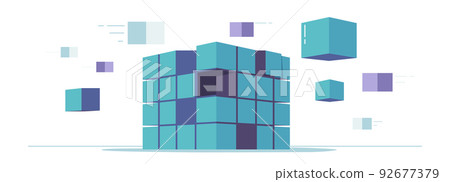 Big Data Processing Center, Cube Or Box Block Chain. Cloud Database, Server, Data Transmission Technology Big Data Processing Center, Cube Or Box Block Chain. Cloud Database, Server, Data Transmission Technology 92677379