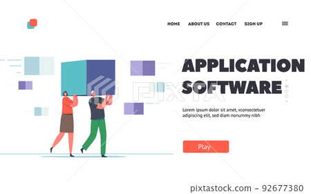 Application Software Landing Page Template. Tiny Professional Engineer Characters Carry Huge Information Pixel Application Software Landing Page Template. Tiny Professional Engineer Characters Carry Huge Information Pixel 92677380
