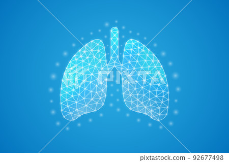 Lungs low poly symbol with white connected dots. 3d geometric polygonal Organ anatomy. Respiratory system, transplantation design vector illustration. Lungs low poly symbol with white connected dots. 3d geometric polygonal Organ anatomy. Respiratory system, transplantation design vector illustration. 92677498