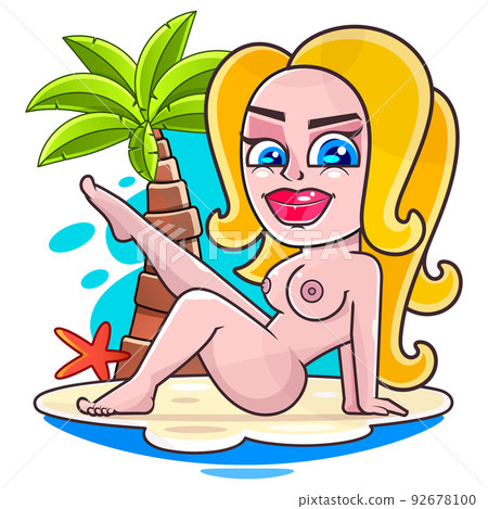 Naked woman sunbathing on the beach Eps 10 Naked woman sunbathing on the beach Eps 10 92678100