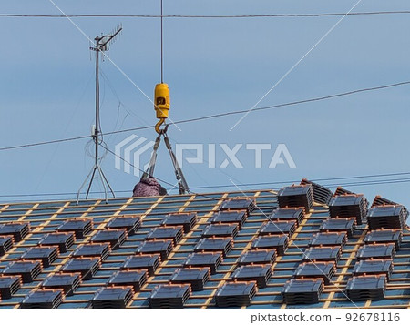 Replacement work for disaster prevention tiles Material background 92678116