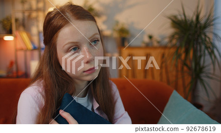 Young woman at home suffers from unfair situation problem, break up, depressed, feeling bad, burnout Young woman at home suffers from unfair situation problem, break up, depressed, feeling bad, burnout 92678619