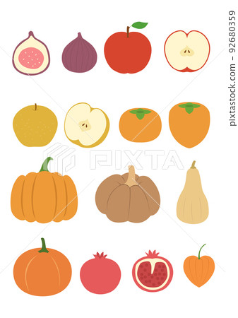 Autumn vegetables and fruits vector illustration Autumn vegetables and fruits vector illustration 92680359