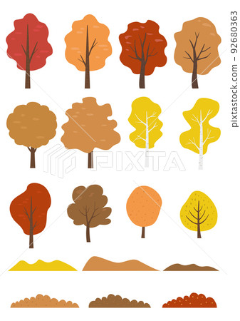 Autumn trees and grass vector illustration Autumn trees and grass vector illustration 92680363