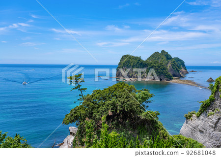 靜岡縣西津町 Tombolo 現象 三四郎島 92681048