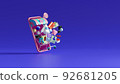 Shopping Online on Mobile phone Application Concept, Digital marketing promotion of digital stores, web and Advertising. 3D illustration.. 92681205