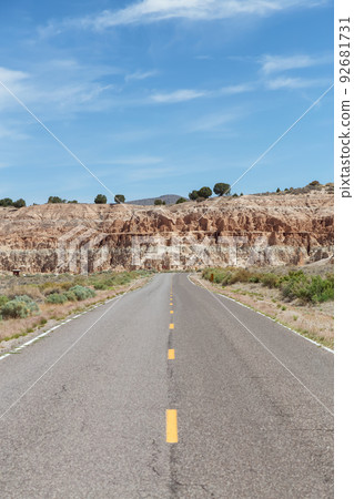 Scenic Road in the desert of American Nature Landscape. Scenic Road in the desert of American Nature Landscape. 92681731