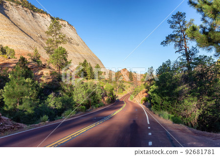 Scenic Road in American Mountain Landscape. 92681781