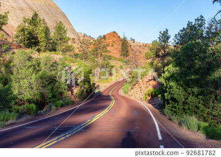 Scenic Road in American Mountain Landscape. 92681782