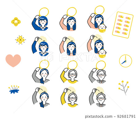 患有拔毛癖的人設置插圖素材 92681791