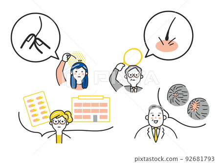 Alopecia can be treated. Please contact us Flyer set illustration material Alopecia can be treated. Please contact us Flyer set illustration material 92681793