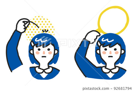 患有拔毛癖的青少年女學生設置插圖素材 92681794