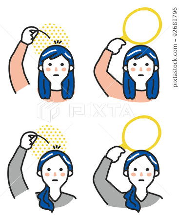 一個患有拔毛癖的女人集插圖素材 92681796