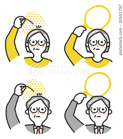 患有拔毛癖和商務人士集插圖素材的資深人士 92681797