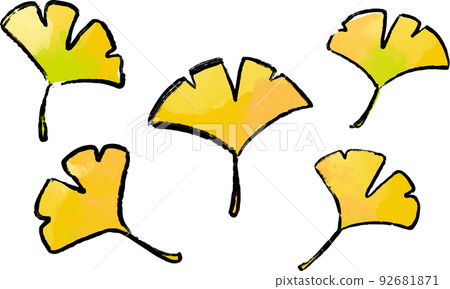 Ginkgo set Japanese style illustration gradation Ginkgo set Japanese style illustration gradation 92681871
