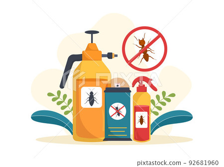 Pest Control Service with Exterminator of Insects, Sprays and House Hygiene Disinfection in Flat Cartoon Background Illustration 92681960