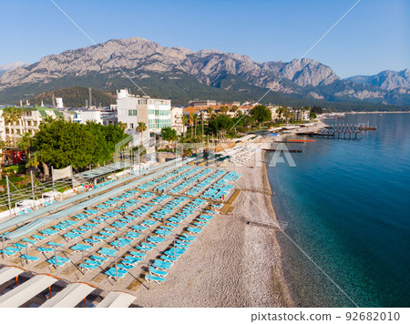 Aerial view of Turkish beach resort city of Kemer on Mediterranean Sea Aerial view of Turkish beach resort city of Kemer on Mediterranean Sea 92682010