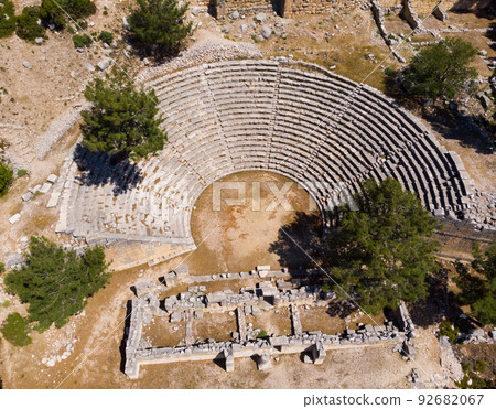 Bird's eye view of Roman theatre in Arycanda, Antalya Province, Turkey 92682067