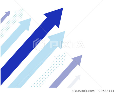 Blue background with an arrow rising to the right 92682443